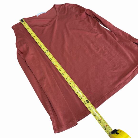 Peruvian Connection Top Women's Pima Cotton Stretch Orange L/S Large Comfortable - Picture 9 of 9